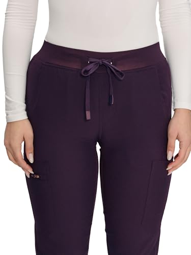 COZYFIT Women’s Scrub Pants, Drawstring Cargo Pants, Dark Purple, M - image 5