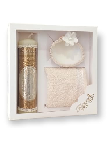 La Mejor Lista de Repujadores disponible en línea. 38 Kit Bautizo en Repujado Apl. Virgen Completa, Cirio, toalla y concha. (Beige/oro)
