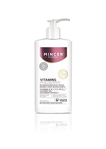 Mincer Pharma Vitamins Philosophy Regenerierender Enhansing Body Balm für Reife Haut mit Goji Beeren Extrakt, Vitaminen A, B, C, E, F, PP, D und Kokosöl 250 ml Cover