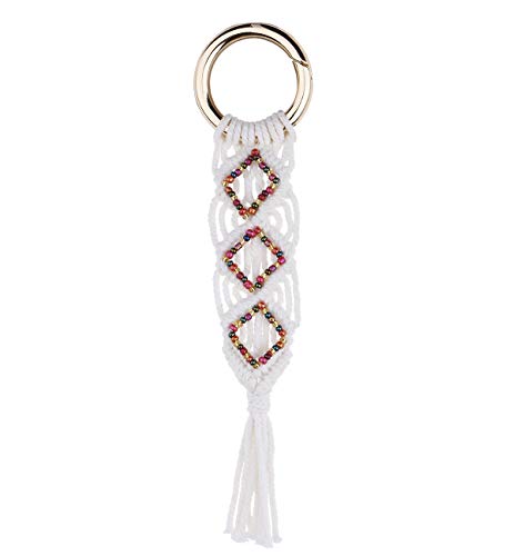 ZOONAI Mini-Makramee-Schlüsselanhänger, Boho-Makramee-Quaste, Schlüsselanhänger mit bunten Perlen, handgefertigter Anhänger für Autoschlüssel, Geldbörse, Geldbörse, Hochzeitsgeschenk Gr. Einheitsgröße Cover