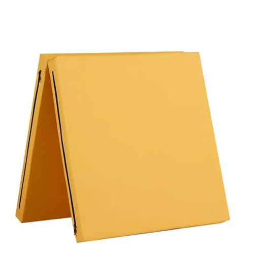 Colchoneta de gimnasia plegable con asa, 5/10 cm de grosor, tela Oxford/piel sintética, tapete para suelo, cama de invitados con funda extraíble (PU, amarillo, 100 x 50 x 5 cm)