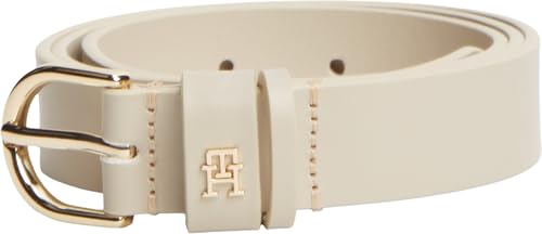Tommy Hilfiger Damen Gürtel Essential Effortless 2,5 cm Ledergürtel, Beige (Sugarcane), 70 cm – Ansicht 1