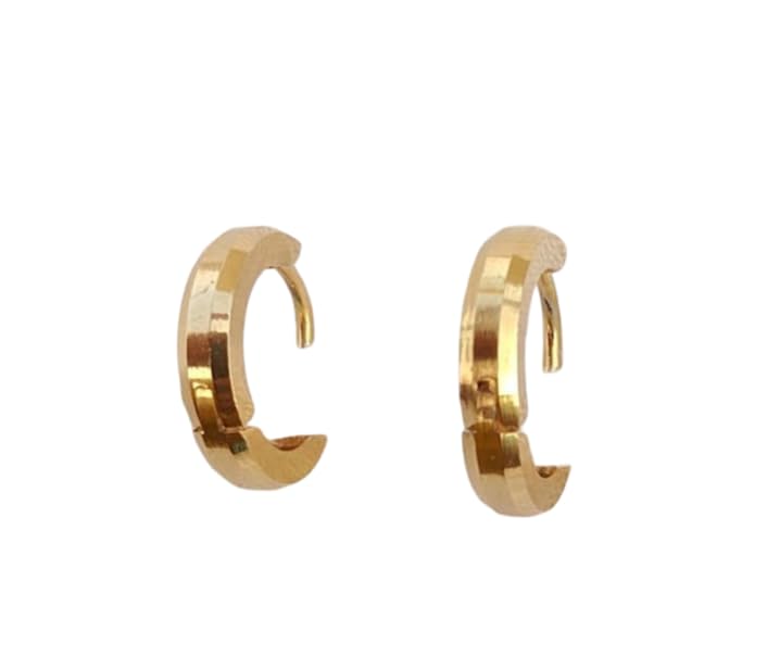 Gold Plated Stainless Steel Hoop Earrings for Men & Boys | Huggie Hoop Earrings | Hypoallergenic Fashion Jewelry | Secure Hinged Closure | Combo Pack of 2 Pairs-image-16