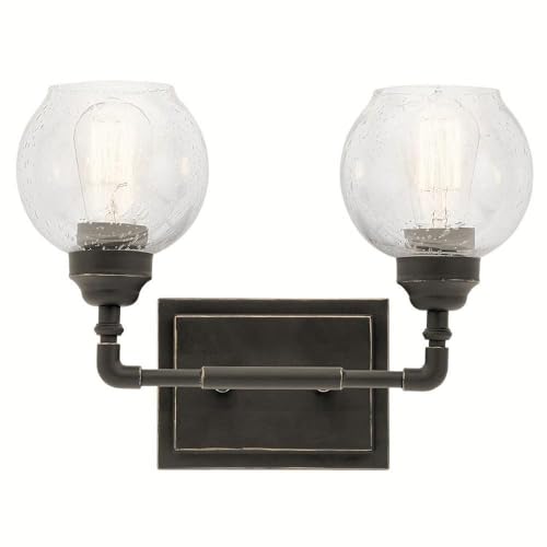 Image of Kichler 45591OZ Niles 14.75 inch 2-Light Clear Seeded Bath Vanity in Olde Bronze