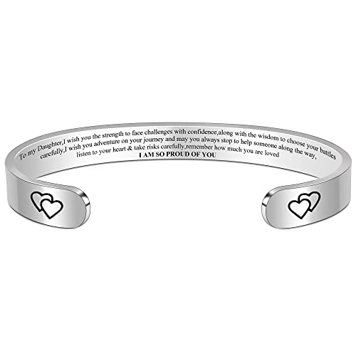 Btysun Bracelets for Women Mothers Day Bracelet Gifts from Daughter Inspirational Gifts for Women Graduation Gifts for Her Motivational Birthday Cuff Bangle Friendship Personalized Mantra Jewelry…