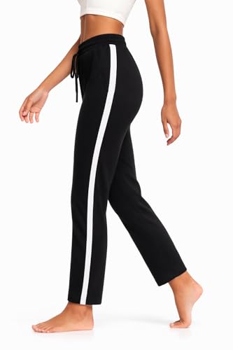 Aseniza Pantalon de Jogging Femmes Pantalons de Sport Femme en 100% Coton Pantalon de Jogging Running Fitness Training A-Noir L