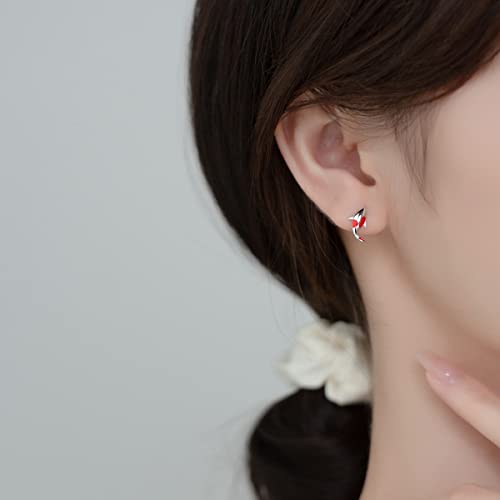 Boucles d'oreilles pour dames argent sterling carpes mignonnes simples