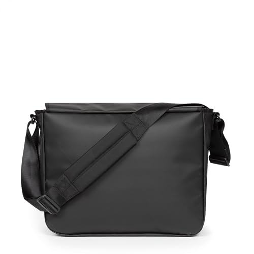 EASTPAK Delegate + – 20L Weatherproof Shoulder Bag with 17" Laptop Sleeve, Trolley Strap, Reflective Details, Adjustable Padded Strap, Tarp Black3