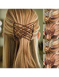 Greatstar 6Pacs EZ Stretch Pearls Combs For Girl, Magic Beading Hair Comb-Double Clips Hair Styling Accessories for Women Girls Hair Beauty (6*random)