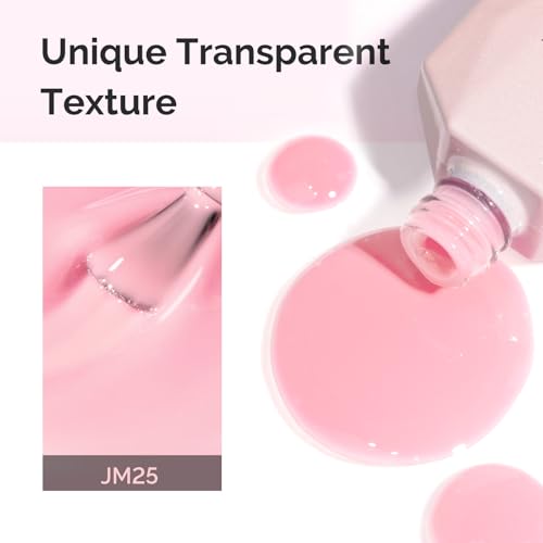 Image of MelodySusie Jeweliver Jelly Gel Polish, 0.5Fl Oz Pink Gel Nail Polish Sheer Translucent Soak Off UV LED Light Cure Valentine's Day Gift for Women Manicure Nail Art DIY at Home JM25