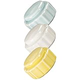 UKCOCO Envases de Bálsamo Labial Cerámicos 3 Piezas Tarros Pequeños Multiángulo Blancos Amarillos y Azules con Tapa Tarros Rellenable para Crema Cosméticos y Viaje Portátil