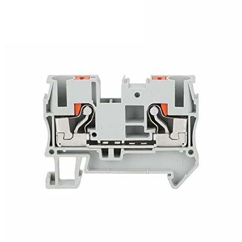 10Pcs PT6 Push-in Spring Feed-Through Strip Plug PT-6 Wire Electrical Connector Din Rail Screwless Terminal Block PT 6 (Color : Gray)