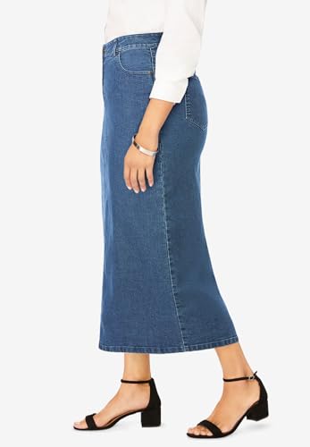 Jessica London Women's Plus Size True Fit Front Button Casual Denim Skirt3