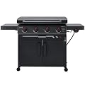 FEASTO 36" 4-Burner Propane Gas Griddle with Side Burner and Cabinet, 50,000 BTU, 720 Sq. In. Cooking Area, Outdoor Flat Top Grill with Disposable Foil Liners for Patio, Backyard, BBQ Party, Black