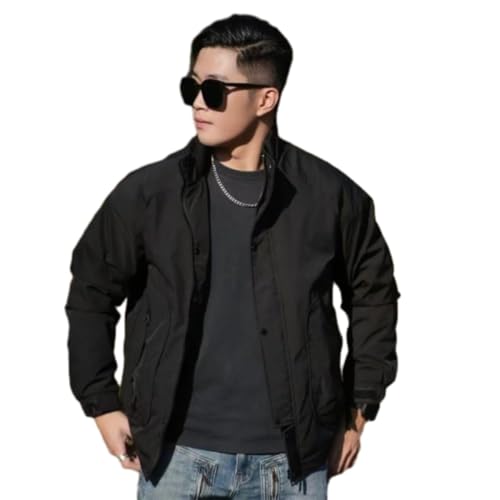 NITRY Men Long Sleeve Jacket Classic Comfortable All-Match Lightweightjacket Youth Personality Trend Outdoorjacket Sport Fashion Casual Transitionjacket J-Black 3XL