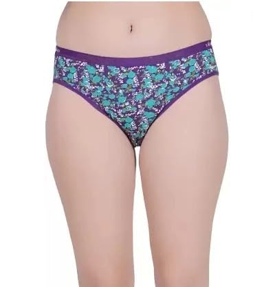 Women's Floral Print Bikini Panty, Purple and Turquoise, Cotton Blend,Pack of 1-picture-32