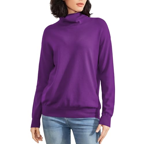 Women's Turtleneck Sweater Long Sleeve Lightweight Pullover Knit Tops