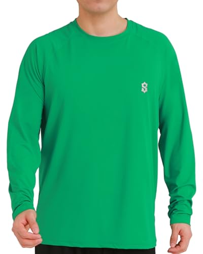 Men's Long Sleeve UPF 50+ Sun Protection Swim T-Shirt Quick Dry Lightweight Running Fishing Rash Guard
