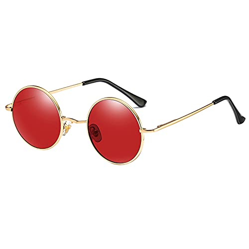 Kennifer Lunettes de soleil classiques rondes polarisées UV400 avec monture en métal vintage style Lennon pour homme et femme Protection UV400 Cadre Matel