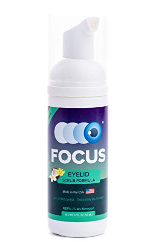 Focus Eyelid Scrub Formula - Eyelid Scrub Cleaner - All-Natural Foaming Eyelid Scrub to Help with Blepharitis, Dry Eye Syndrome, and Rosacea - Non Irritating Eyelid Scrub (1.7oz Bottle)