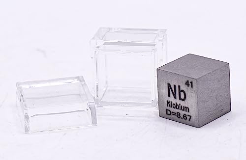 Image of 0.39 inch 10mm Niobium Metal Cube Nb up to 99.9% Pure Periodic Table Element Engraved Density Collection Science Education Display Block Cube + Acrylic Case Box - 1PC