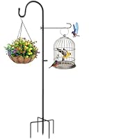 Schäferhaken 152cm, Garden Schäferhaken 5 Zinken, Metall Rostschutz Garten Hirtenhaken, Schäferstab Laternenstab mit Haken, für Laternen, Vogelkäfige, Pflanzenkörbe, Hochzeitsdekoration, Schwarz