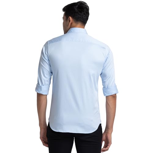 Image of Raymond Slim Fit Medium Blue Casual Shirt for Men
