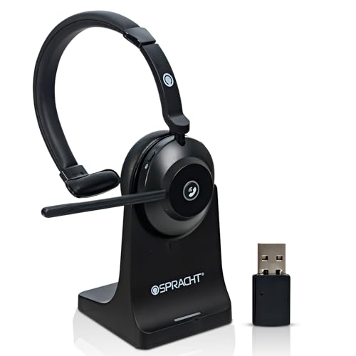 Spracht Blues Combo BT/USB Wireless Headphones for Working Professionals, Comfortable PC Headset, 40 Hour Battery Life, USB and Bluetooth Headset with Noise Cancelling Microphone for Work (Single Ear)