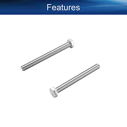 Image of Bettomshin 10Pcs M8 x 80mm Hex Bolts, 304 Stainless Steel 1.25mm Thread Pitch Fully Threaded Metric Hex Head Screw Bolts, Hexagon Screw Bolt, Hex Tap Bolts, Silver (Overall Size 85.45x13x13mm)