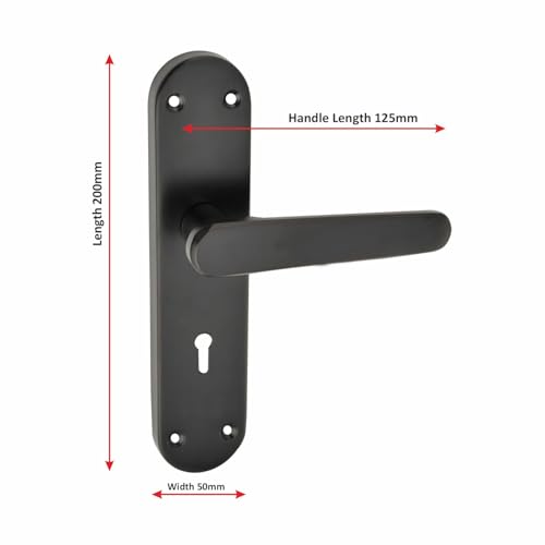 Image of Milton Iron 8 Inch Mortise Lock Set with Lock Handle, Black, MHI-584