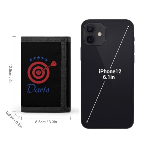 Darts Board Logo Slim Trifold Wallet for Men Credit Card Holder with Zippered Pockets Coin Pouch Key Ring2