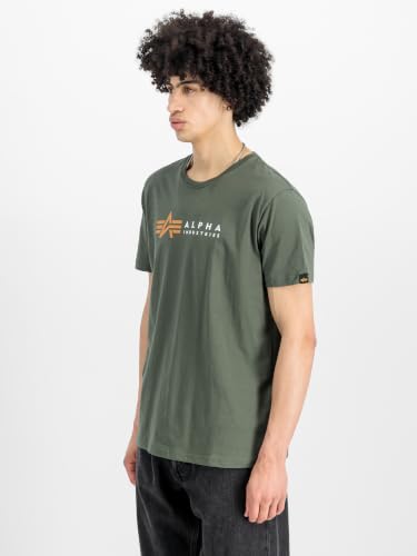 Alpha Industries Alpha Label T T-Shirt für Herren Dark Olive – Ansicht 4