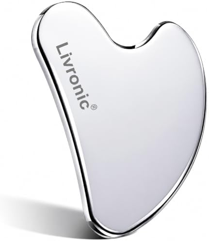 Livronic® Premium SS Gua Sha Tool For Face | 100% 304 Stainless Steel Gua Sha | Facial Tools Metal Gua Sha | Tighten Skin Care Tools | Beauty Tool For Body Eyes Neck Massager Lymphatic Drainage, Sculpting & Neck Massage (130 GM)