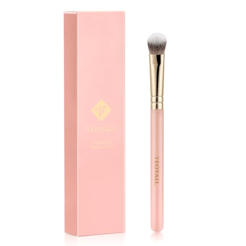 TEOYALL Under-Eye Concealer Brush, Small Flat Angled Synthetic Bristles Flawless Coverage Multitask Brush with Liquid Cream Powder