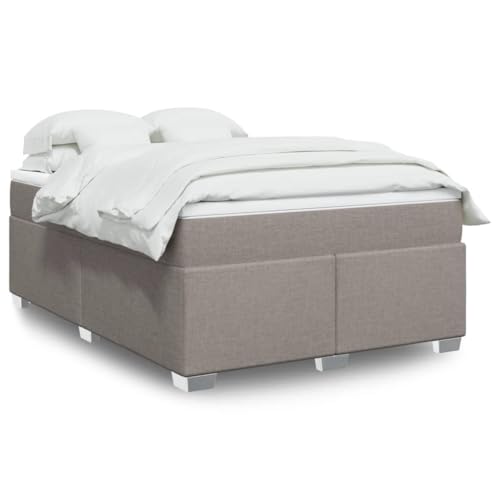 YNGBHFNOP Sommier à Lattes avec Matelas et surmatelas intégrés 140x200 cm, Tissu Taupe, Confort Ferme Moyen, Cadre de Lit Stable, Idéal pour Chambre à...