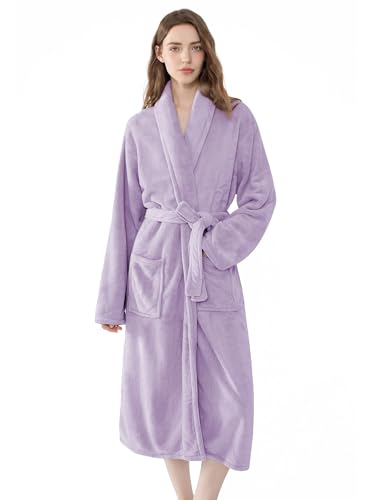 Image of Soft Robe For Women,Warm Plush Bath Robes Female,Spa Towel After Shower Lightweight Long Bathrobe