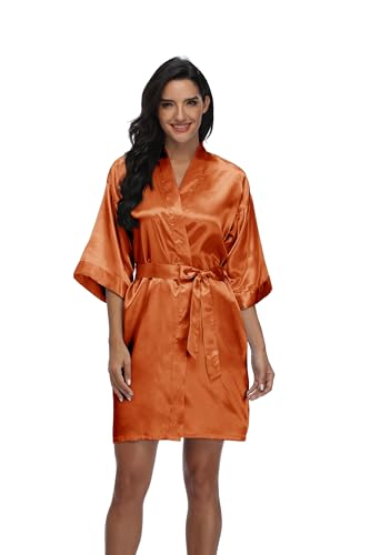 Image of Women's Pure Short Silky Robes Bridesmaid Bride Party Satin Robes Sleepwear