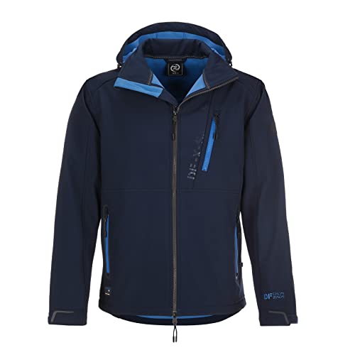 Dry Fashion Herren Softshell Jacke Grömitz Unifarben - Softshelljacke Outdoorjacke mit abnehmbarer Kapuze Windabweisend Wasserabweisend in Navy Größe 3XL