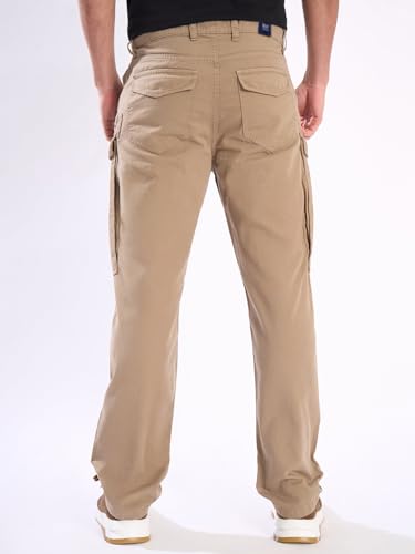Image of INKAST Men Brown Cargo Trousers with Zip Detail