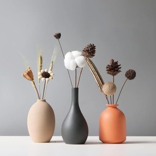 AOBOPO 陶器製花瓶 3 つセット フラワーベース花器 北欧風 × 和風シンプルデザイン おしゃれ小さいサイズ 一輪挿し・造花に最適 水栽培用としても活用可 室内インテリアに調和 プレゼント・ギフトに適した多機能花器セット
