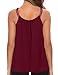 MANER Plus Size Tank Tops for Women Casual Pleated Chiffon Cami with Beaded Strap Blouses (Burgundy, XXL/US 18-20)