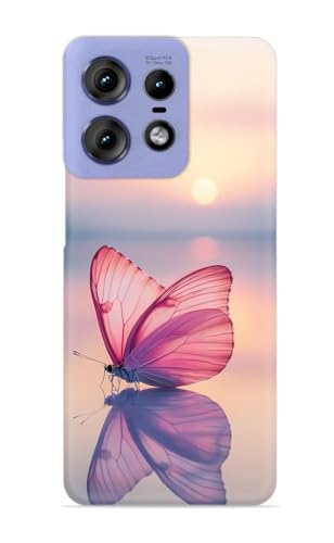 Image of Sunset Butterfly Pink Designer Printed Hard Back Cover for Motorola Edge 50 Pro 5G Attractive and Uniquely Crafted Smartphone Case