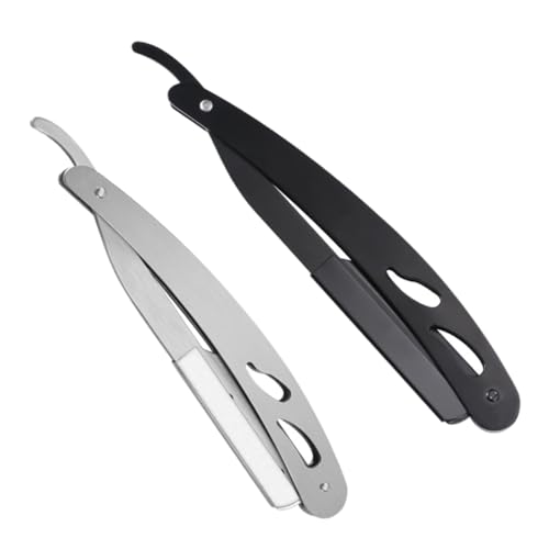 Beaupretty 2個折りたたみ式ステンレス製シェーバー メンズ用ビアードカミソリ 耐久性高硬素材 髭 眉 体毛用 実用的で洗浄簡単