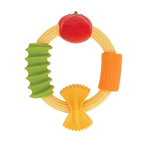 Nuby Pasta Ring Teether – 3+ Months – Soft, Silicone, Multi-Textured, Easy Grip Baby Teething Toy – Natural Teething Relief for Babies