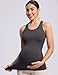 POSHDIVAH Women's Maternity Tank Tops with Built in Bra Padded Sleeveless Pregnancy Yoga Tee Workout Shirt Clothes, Grey Small