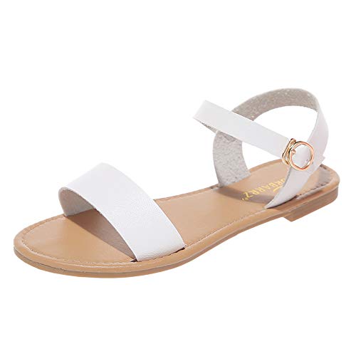 Aniywn Open Toe Casual Ankle Strap Sandals Women's Summer Low Heel Non-Slip Flat