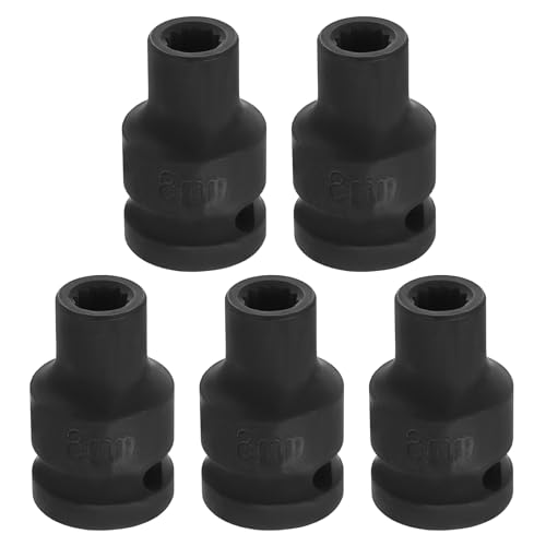 Image of HARFINGTON 5pcs 1 /2 inch Drive x 8mm Shallow Impact Socket 12-Point Metric CR-V Steel Spindle Nut Impact Flip Sleeve for Home Auto Nuts Bolts Repair