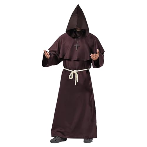 AirSuit® Costume da Monaco Medievale per Adulti – Tunica Lunga con Cappuccio + Croce in Legno | Taglia S 165–170 cm | Abito Religioso Uomo | Halloween, Carnevale | OriginalCorner® AirSuit® Costume da Monaco Medievale per Adulti – Tunica Lunga con Cappuccio + Croce in Legno | Taglia S 165–170 cm | Abito Religioso Uomo | Halloween, Carnevale | OriginalCorner®
