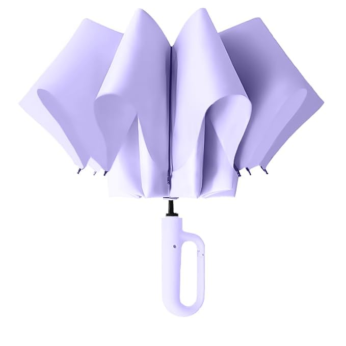 Image of TEKCOOL UV Umbrella with Novelty Carabiner Handle, Travel Umbrellas for Rain and Sun Windproof Compact, Automatic Open Close, 8 Ribs, Portable Umbrella for Men and Women(Purple)