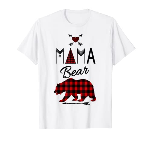 Mama Bear Matching Family Buffalo Plaid Weihnachten Camping T-Shirt